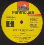 Thriller U - Save The Best For Last - Penthouse Records - Reggae