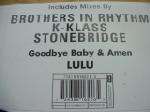 Lulu - Goodbye Baby And Amen - Dome Records - UK House